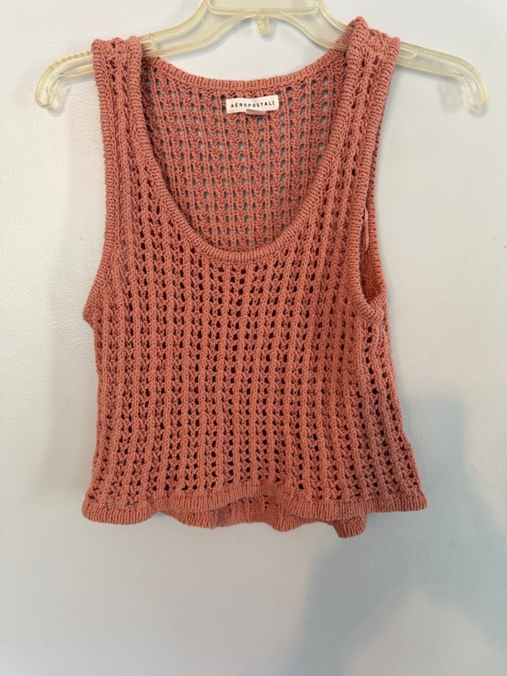 Aeropostale Dusty Rose Open-Knit Tank Top